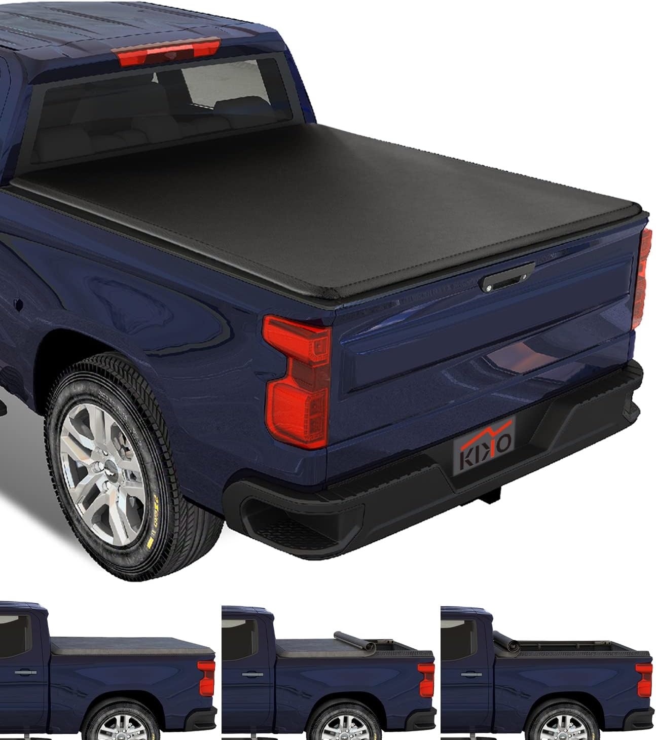 Kikito HTL Truck Bed Tonneau Cover Compatible with 2015-2025 Ford F150 with 6.5ft Bed (79") Truck Bed w/Track System Low-Profile Style FRP Hard Folding Truck Cover No-Drill 100%