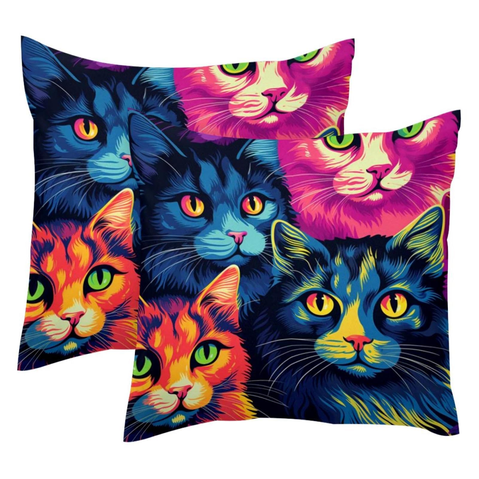 Housse de coussin velours 50x50 cm motif chat double face pour une ambiance cosy chic