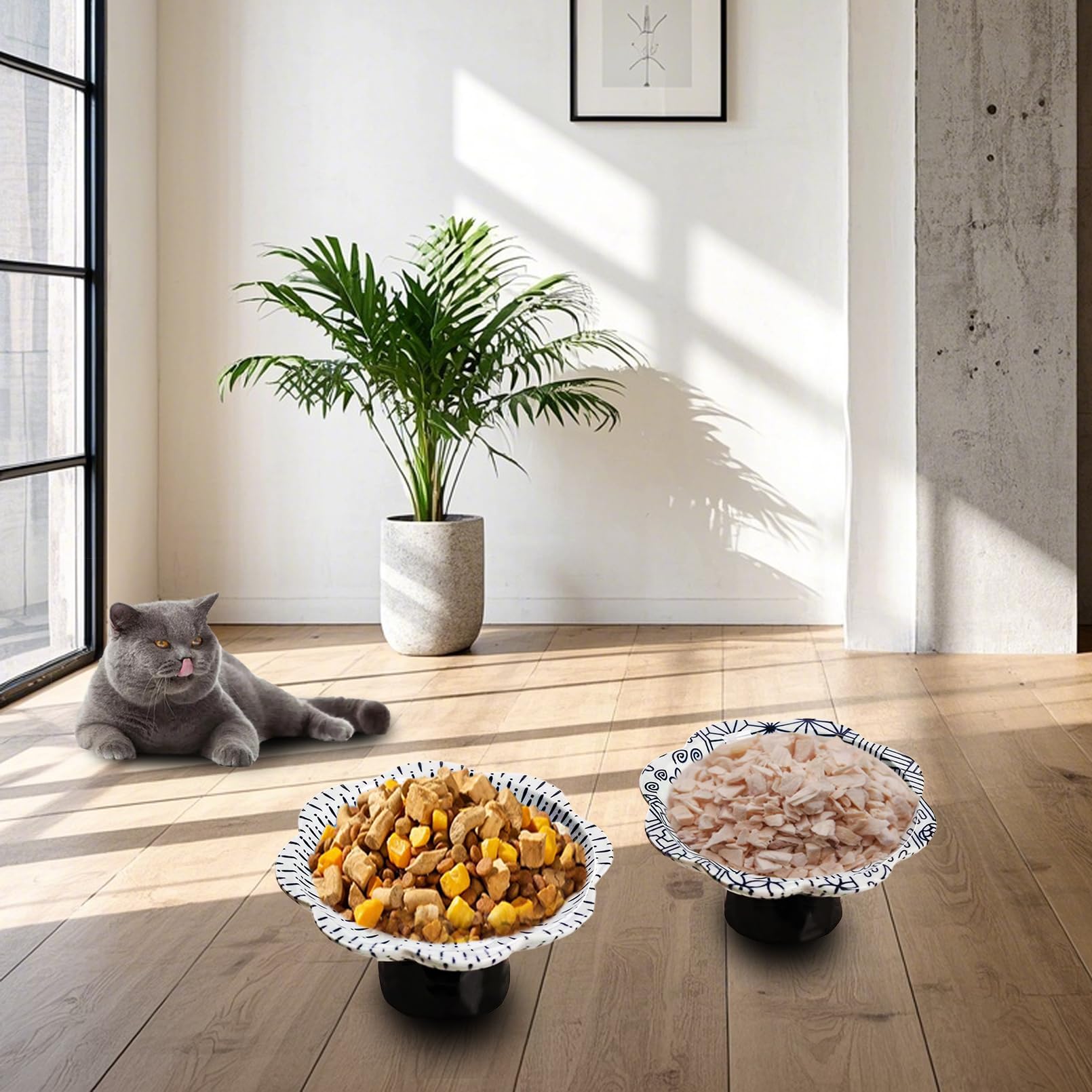 Gamelle surélevée en céramique pour chat - Gamelle à eau inclinée - Anti-vomissements et protège la colonne vertébrale des animaux de compagnie - Pour petits chiens, chats à face grasse, chaton (A)
