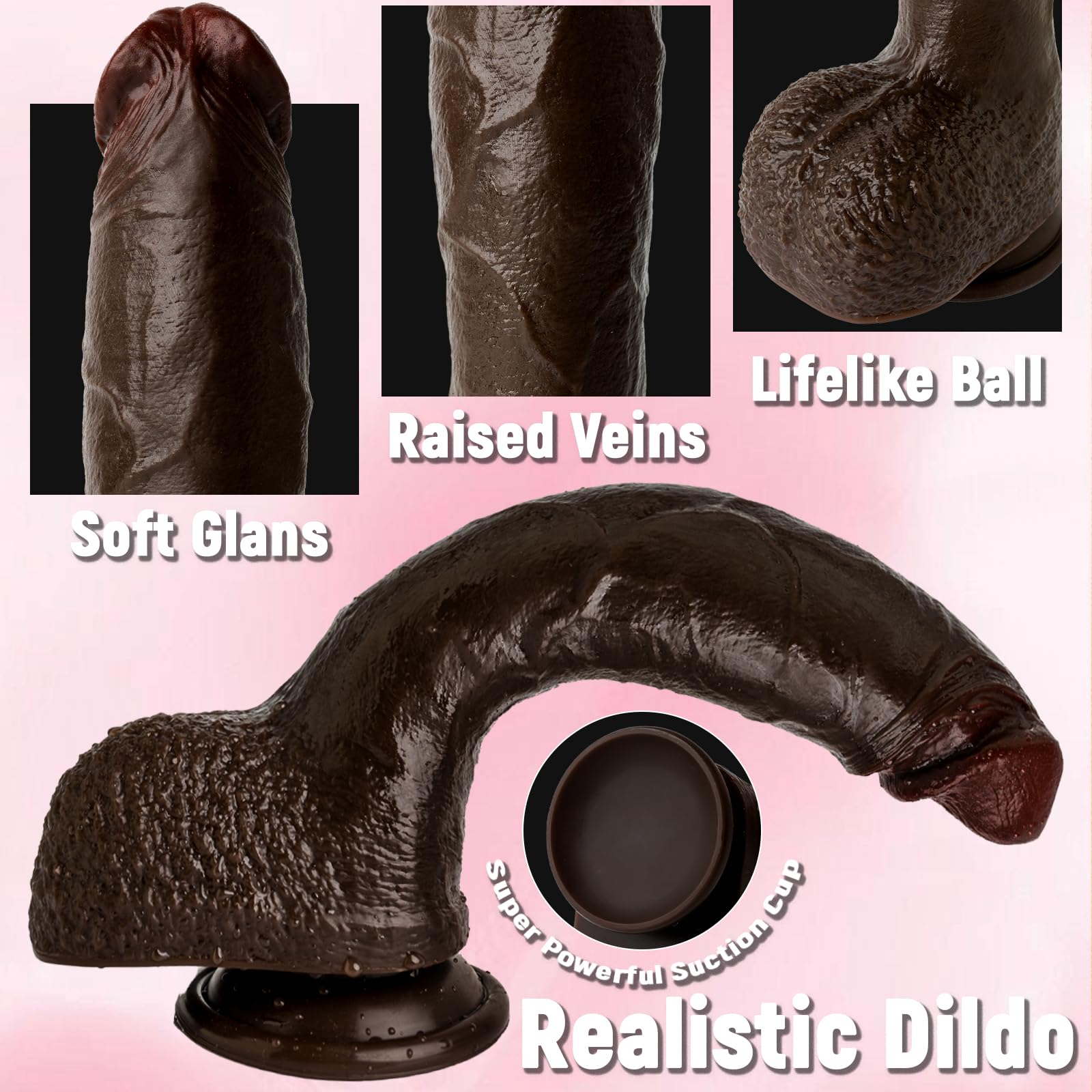 10 Inch Realistic Big Black Dildo - Huge Thick Dual-Density Silicone Anal Dildo, Strap on Dildo with Suction Cup, XL Large Girthy Giant Riding Dildos for Men Women Gay, Adult Sex Toys & Games