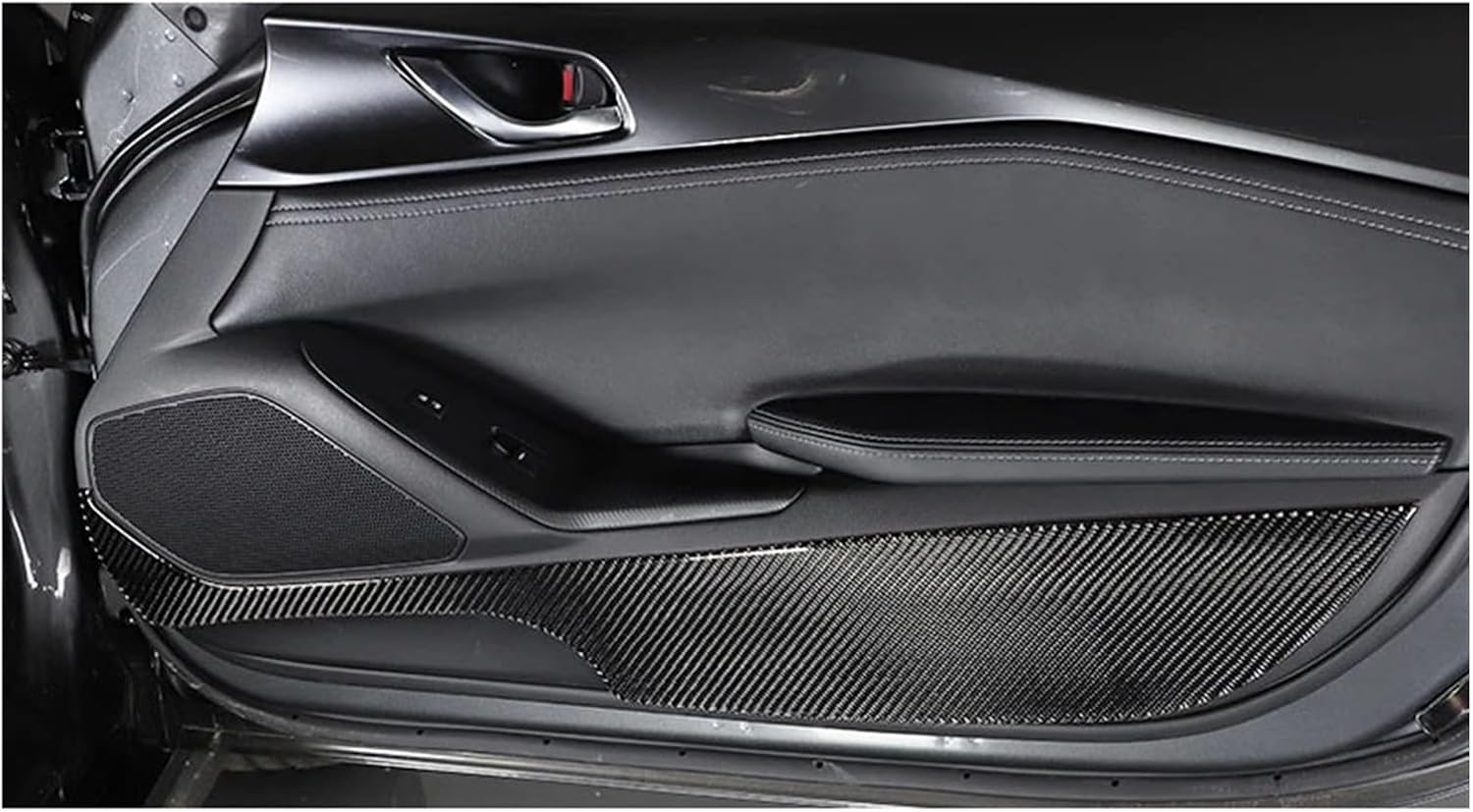 Soft Carbon Fiber Car Door Kick Panel Decorative Sticker Trim Compatible with Mazda MX-5 2016-2023 Car Accessories(Black)