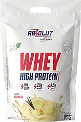 Absolut Nutrition, Whey high protein, 23 gramas de proteína, adoçado com stevia, Sabor baunilha, Pouch, 900 gramas