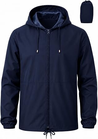 Uposiut Mens Windbreaker Rain Jacket Waterproof Raincoat