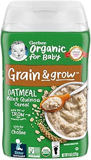 Gerber Baby Cereal Organic Oatmeal Millet Quinoa, 8 oz
