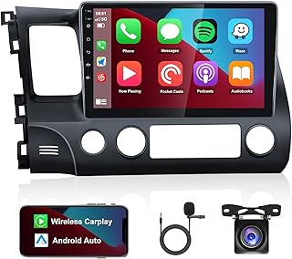 Android 11 Car Stereo for Honda Civic 2006 2007 2008 2009 2010 2011 with Wireless CarPlay Android Auto HD 10.1 Inch Touch Screen Radio with Backup Camera GPS Navigation Bluetooth HiFi FM RDS Car Audio