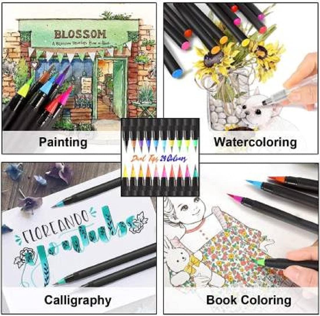 KIVYA Colouring sketch pens for kids drawaing, painting Artistic watercolor brush Marker Pen for girls/boys - 12 sketch pens