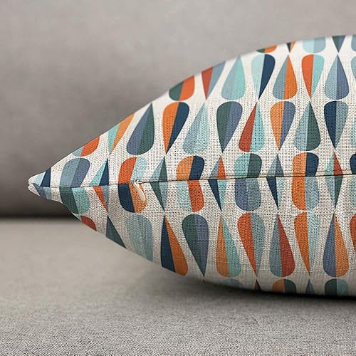Miniatura 2 de HOSNYE Funda de almohada con formas de caída, estilo moderno de mediados de siglo, formas de caída en tonos, tela de lino para sofá, cama, sofá,