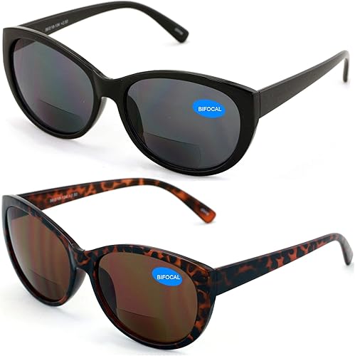 Miniatura 2 de 2 pares de lentes de sol de lectura bifocales para mujer Cateye Vintage Jackie Oval