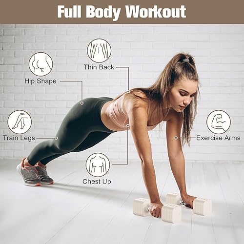 Miniatura 5 de Juego de mancuernas ajustables de 22 libras, mancuernas de peso ajustable con 4 niveles de 4.4 libras, 6.6 libras, 8.8 libras, 11 libras, juegos de