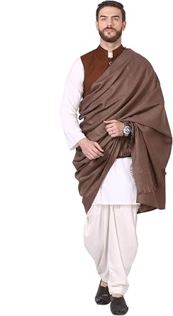 Pashtush Mens 1 Kg Shawl, Extra Warm, Free Size Dark Brown