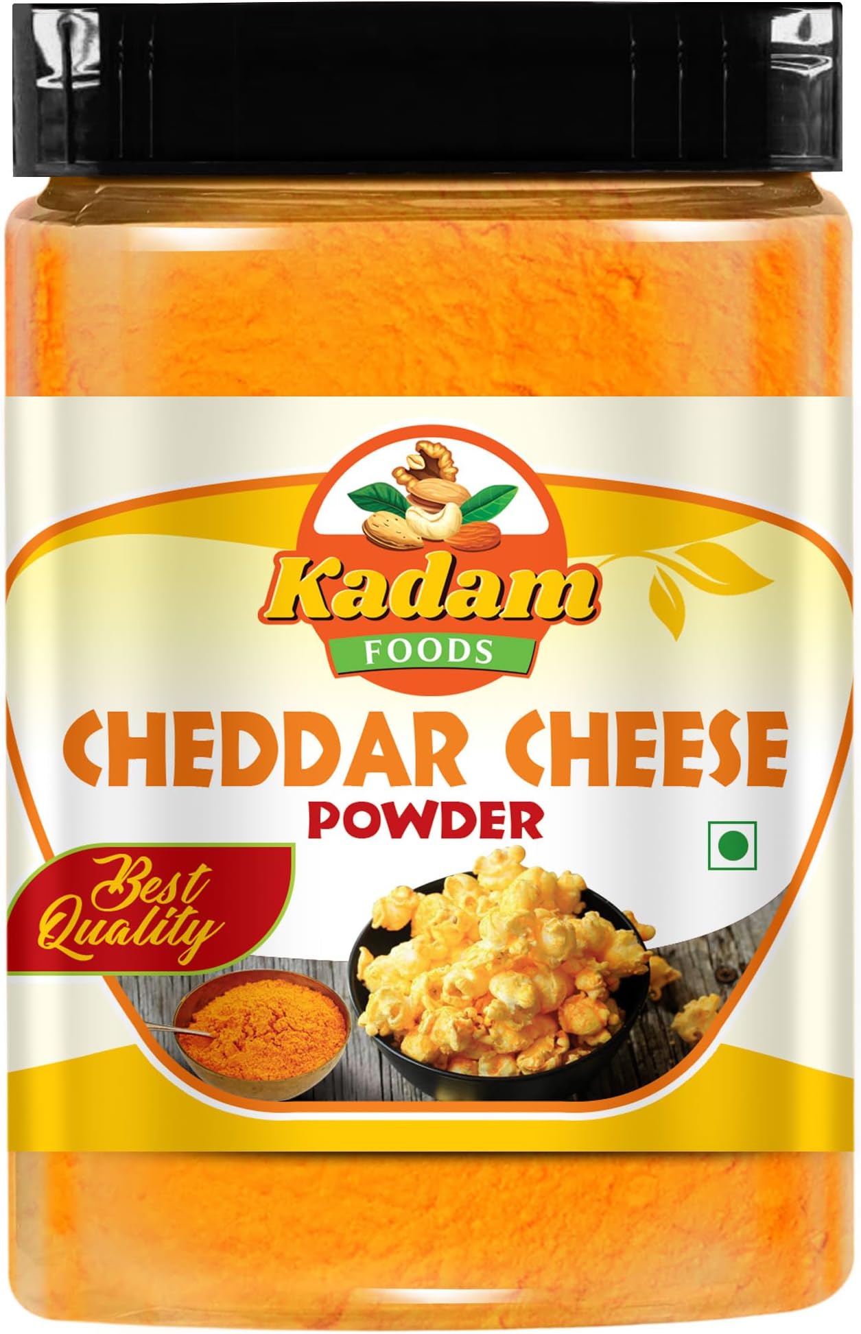 KADAM FOODS Cheddar Cheese Powder in Jar Perfect for Pop-Corn, Making Cheese Sauce for Nachos, Sprinkling on French Fries 100gm