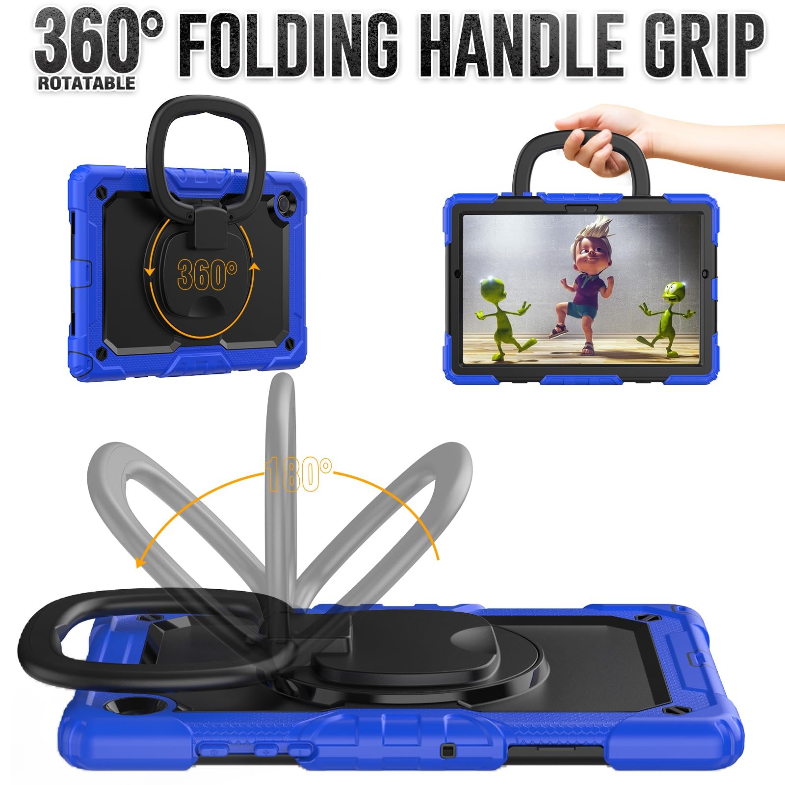 Pełne etui ochronne Kompatybilny z etui Samsung Galaxy Tab A8 X205/X200 2021 10,5-calowe etui z zabezpieczeniem ekranu, wytrzymałą osłoną zabezpieczającą całe ciało Obrotowy uchwyt Silikonowe etui do