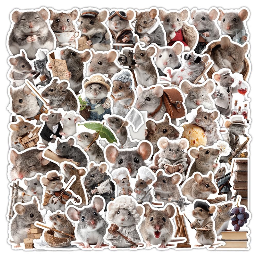 Mouse Stickers |50Pcs Rat Theme Waterproof Vinyl Decals for Water Bottles Laptop Luggage Cup Computer Mobile Phone Skateboard Guitar
