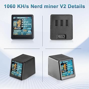 V2 Bitcoin Miner 1060 KH/s Nerd Miner V2 Intelligent Display with ESP32 and Table Clock Bitcoin BTC Solo Lottery Bitcoin Crypto Lottery Compatible with Arduino (Black)