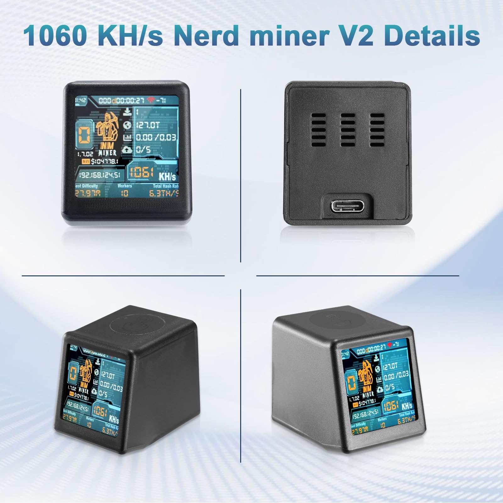 Goshyda Bitcoin Miner 1060 KH S, ESP32 Crypto Mining Machine with WiFi Goshyda Bitcoin Miner 1060 KH S, ESP32 Crypto Mining Machine with WiFi