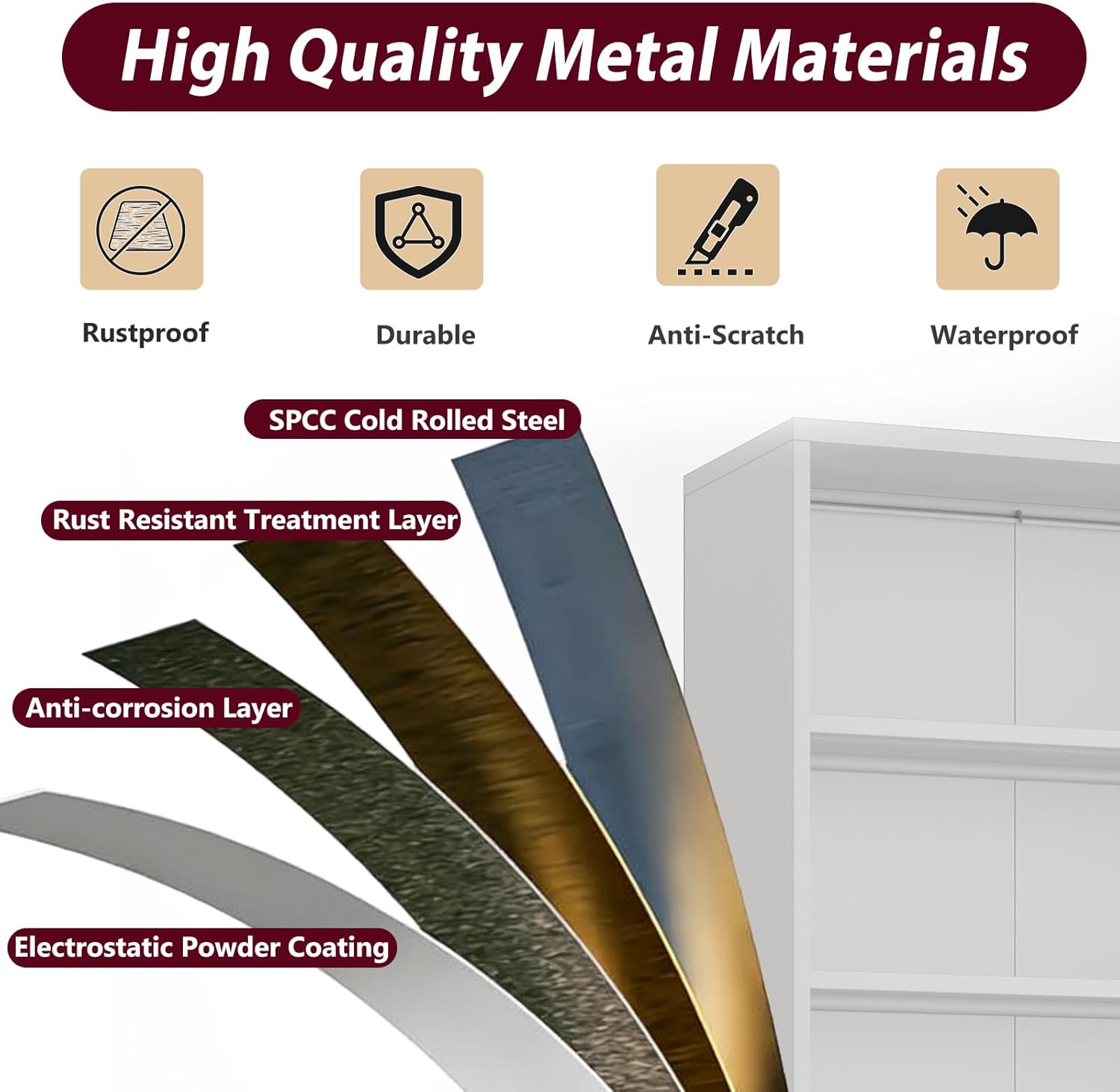 Metal Bookshelves and Bookcases with Storage Doors Floor Standing 6 Shelf Display Storage Shelves 71 in Tall Bookcase for Home Office, Living Room (White1)