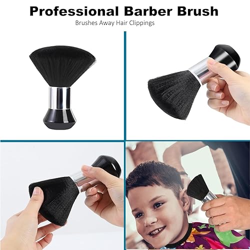 Miniatura 24 de Capa de peluquería para niños con cepillo para el cuello, capa profesional de corte de pelo con cierre a presión ajustable