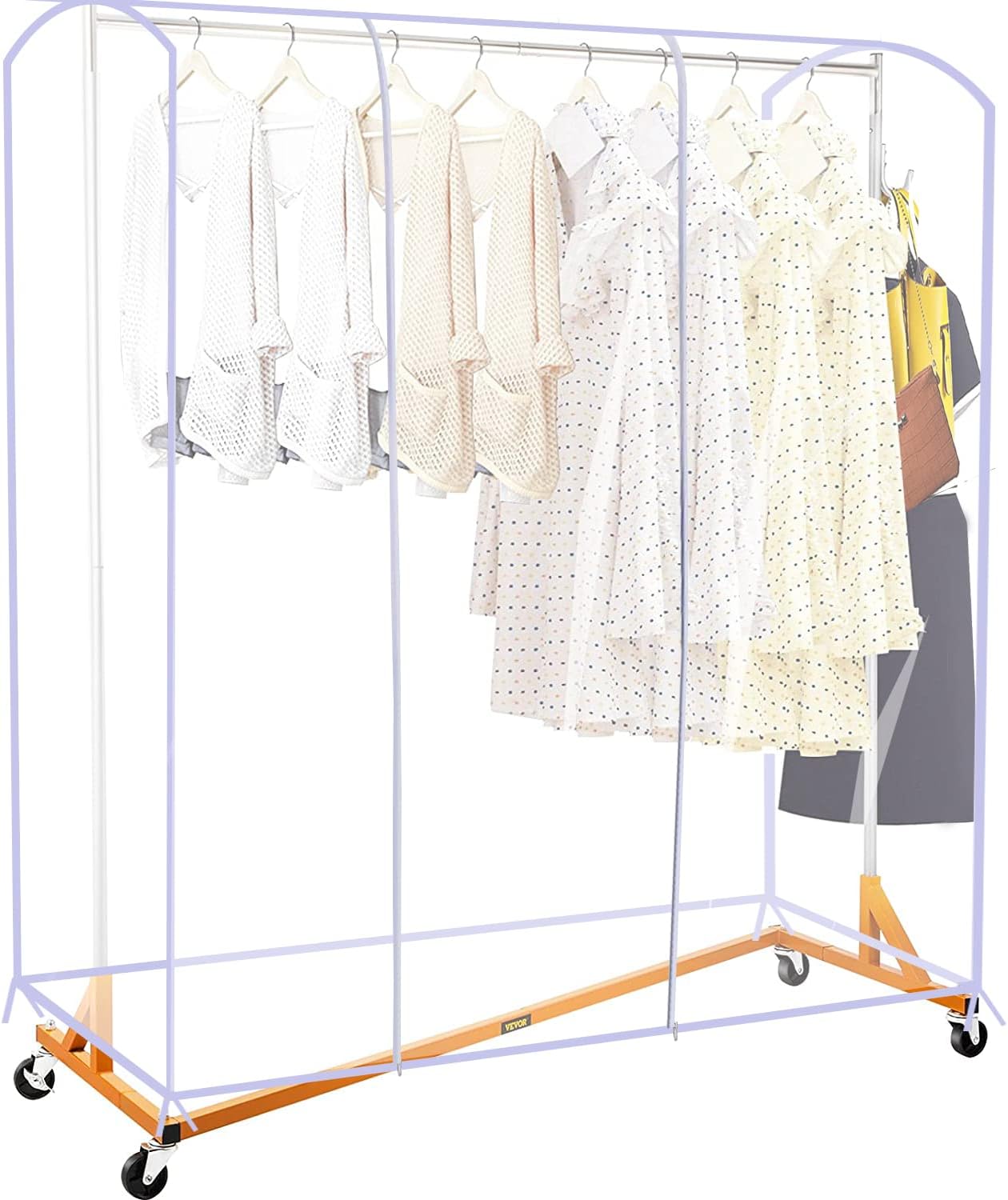 Clear Garment Rack Cover Dustproof Clothes Rack Cover With 2 Durable Zipper/Clothing Waterproof Protector (L:71x20x60 inch)
