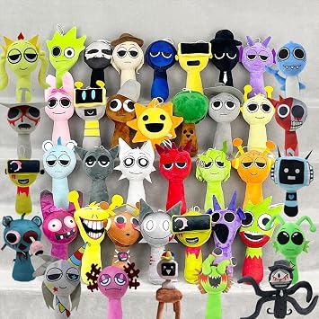 Spranky Plush Toy Figures 5-Piece Set, Singing Monster Characters, Horror Game, Moe Goods, Cute Room Decoration, Birthday, Christmas Gift A9