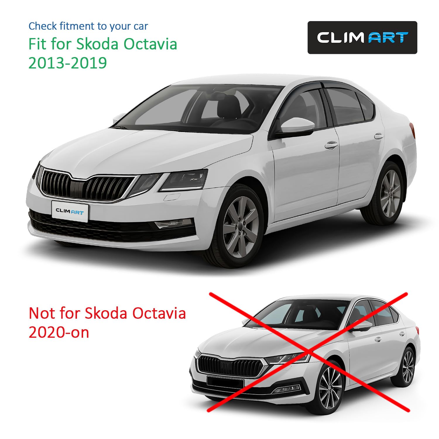 CLIM ART Deflektory do/kompatybilne z Skoda Octavia 13-19 - Naklejana 4 szt