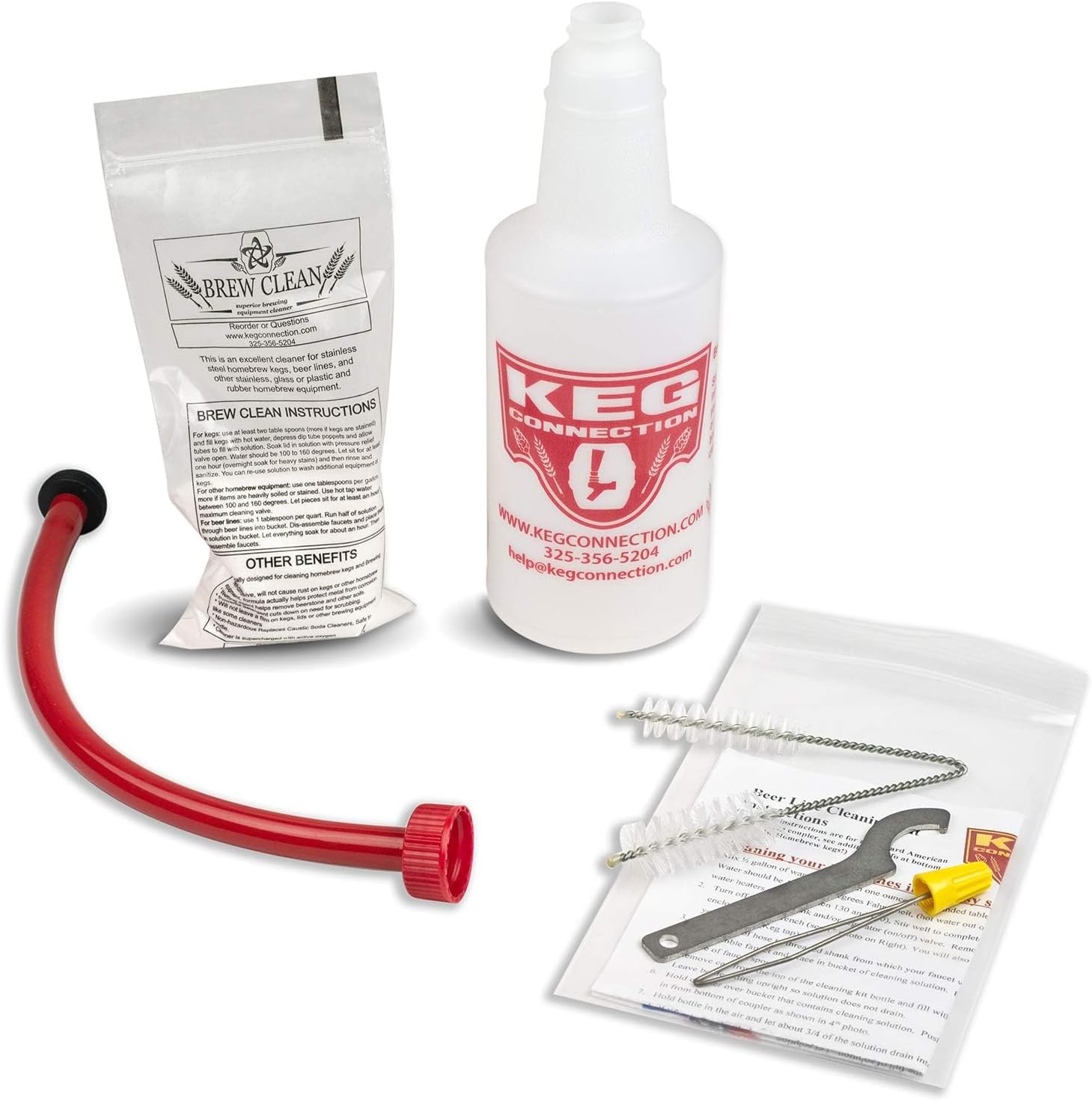 Kegconnection Kegerator Beer Line Cleaning Kit – Easy and Safe to Use Keg Cleaner – with Brew Clean Solution and More
