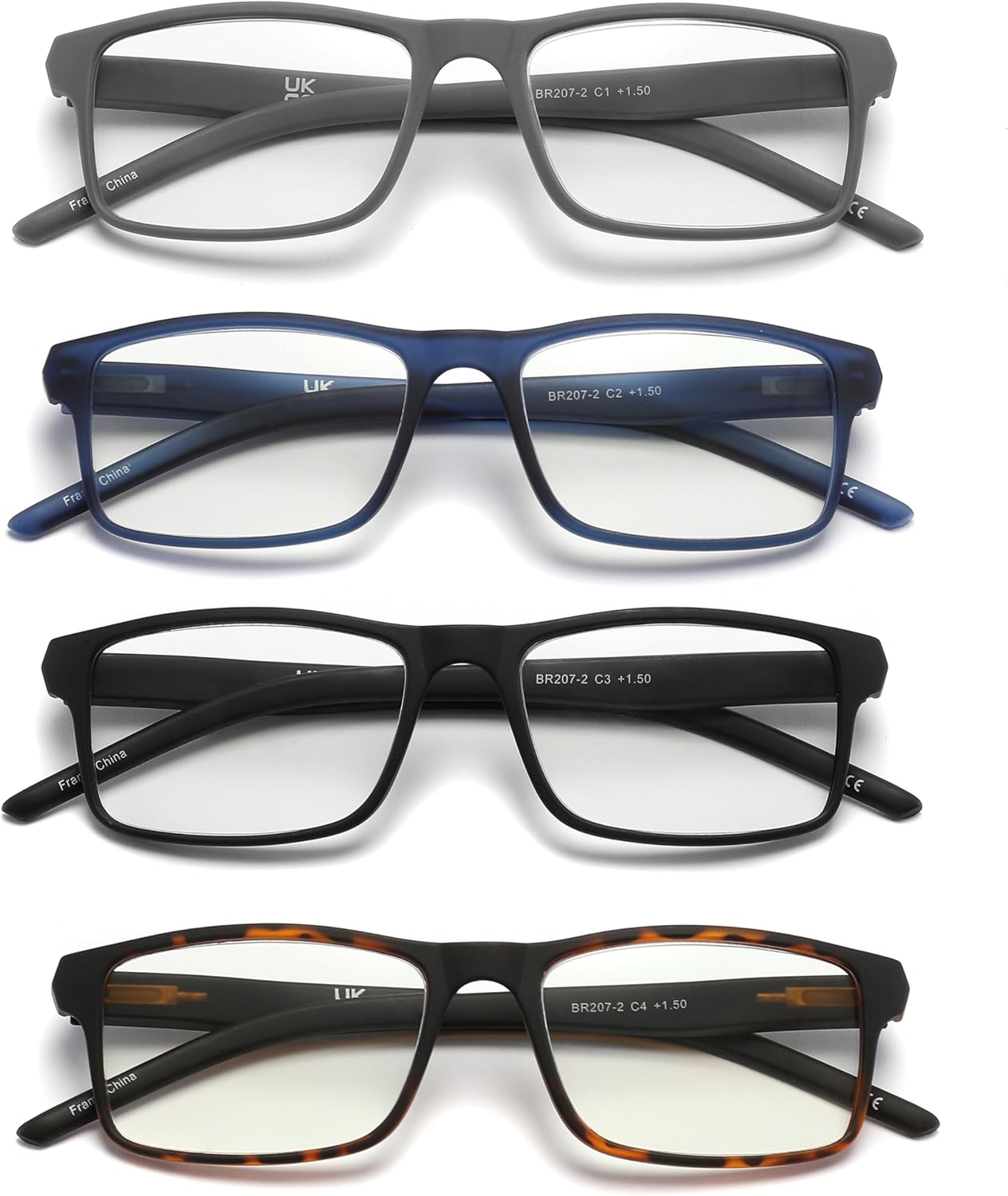 4 Pack Reading Glasses Blue Light Blocking for Men Women,Rectangular Frame Computer Readers with Spring Hinge - Image 2