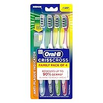 Oral B Criss Cross – Family pack of 4 toothbrushes – Medium,for adults,Manual,Multicolor