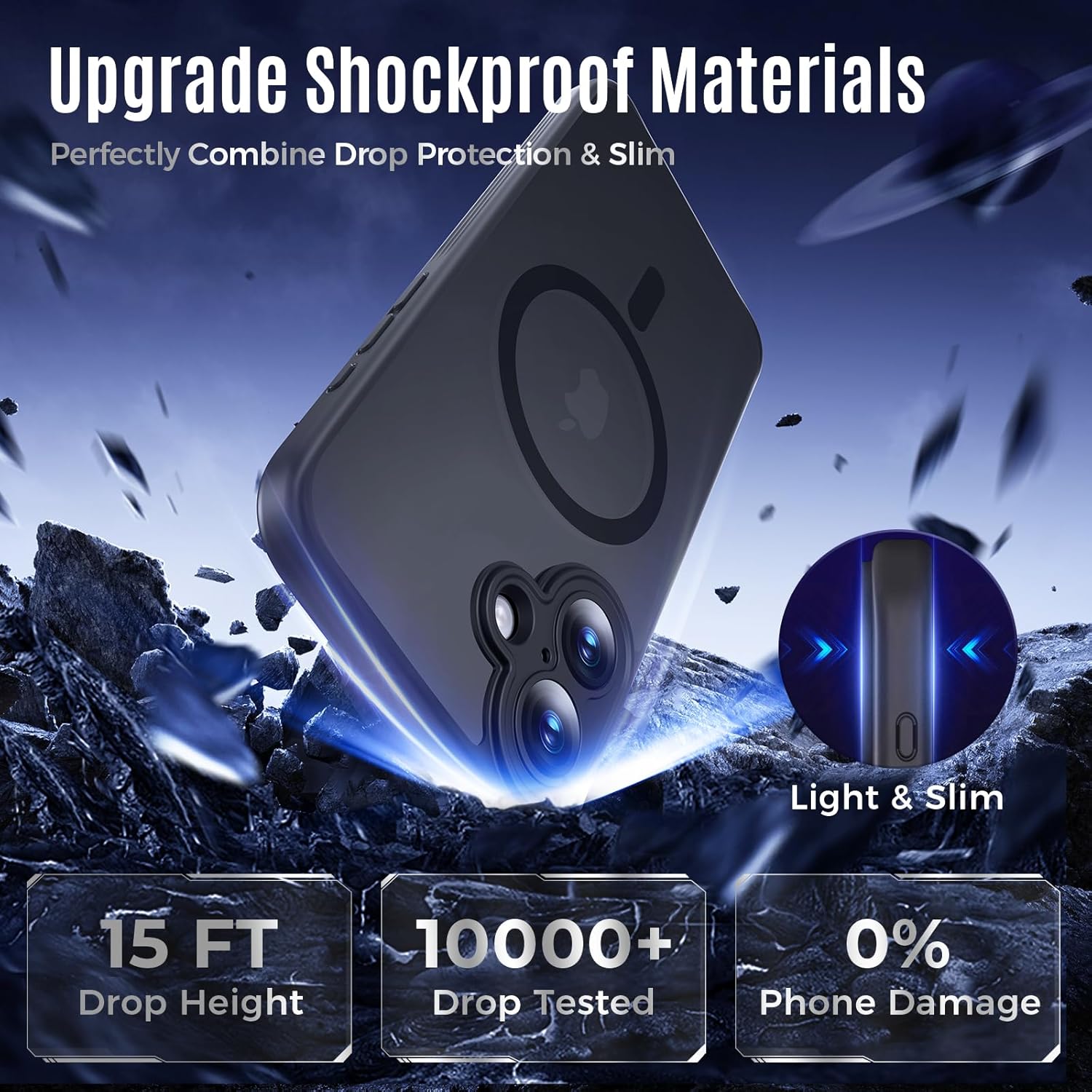 Designed for iPhone 16 Plus Case, Compatible with MagSafe, with Privacy Screen Protectors X2, [Camera Protection] [15FT Military Drop Protection] Shockproof Phone Case, 6.7", Black - Image 5