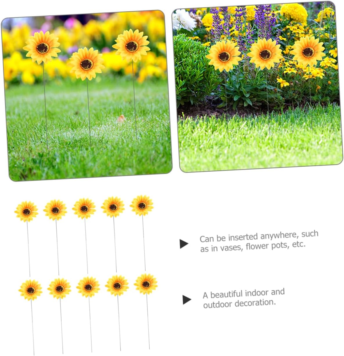 50pcs Sunflower Garden Stakes Ornament Lawn Sunflower Decorative Insert for Outdoor Patio Decor