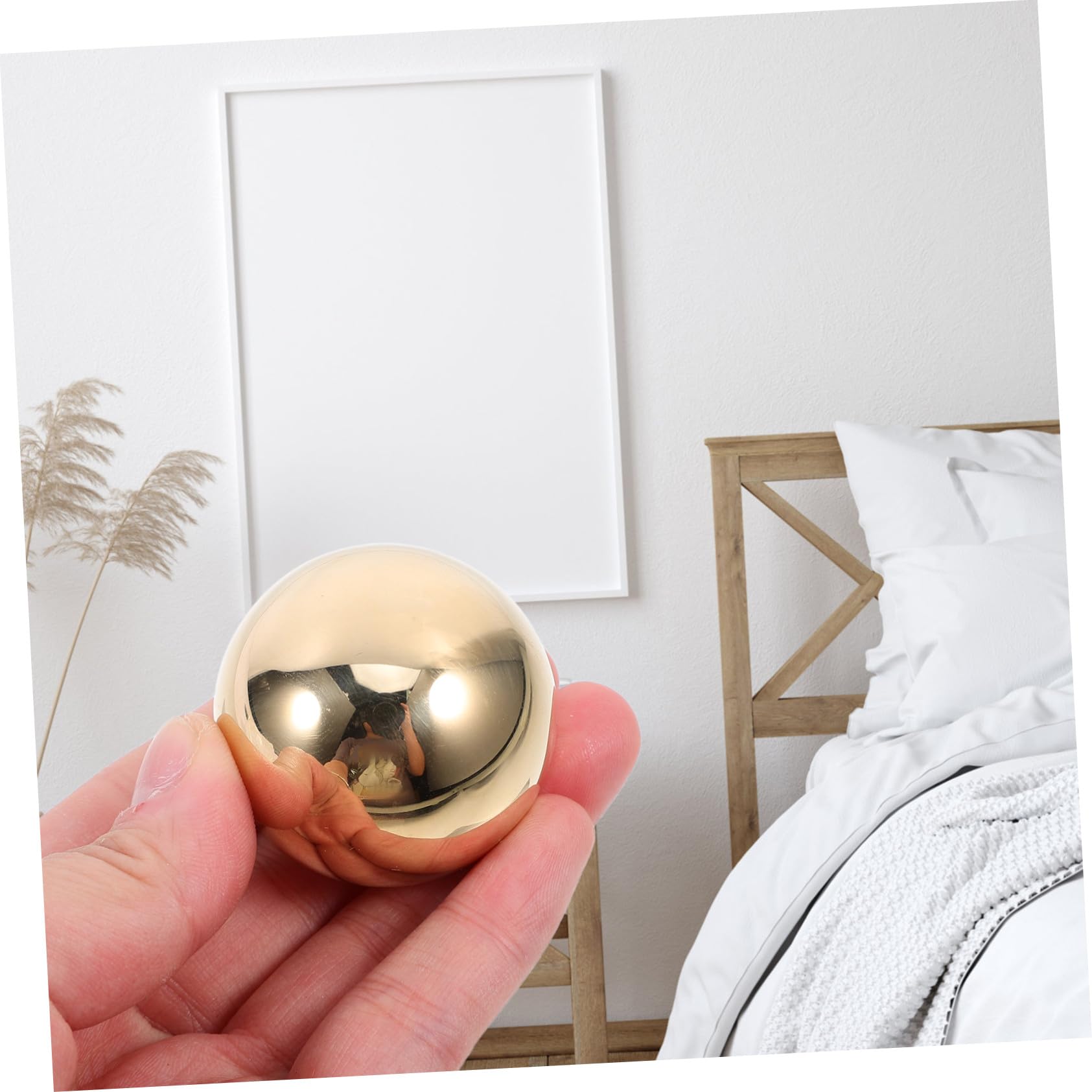 Toyvian 2stücke Messing Kugeln Für Handmassage Glatte Metallbälle Handgymnastik-übungsgeräte Portable Fingerdehnungsbälle