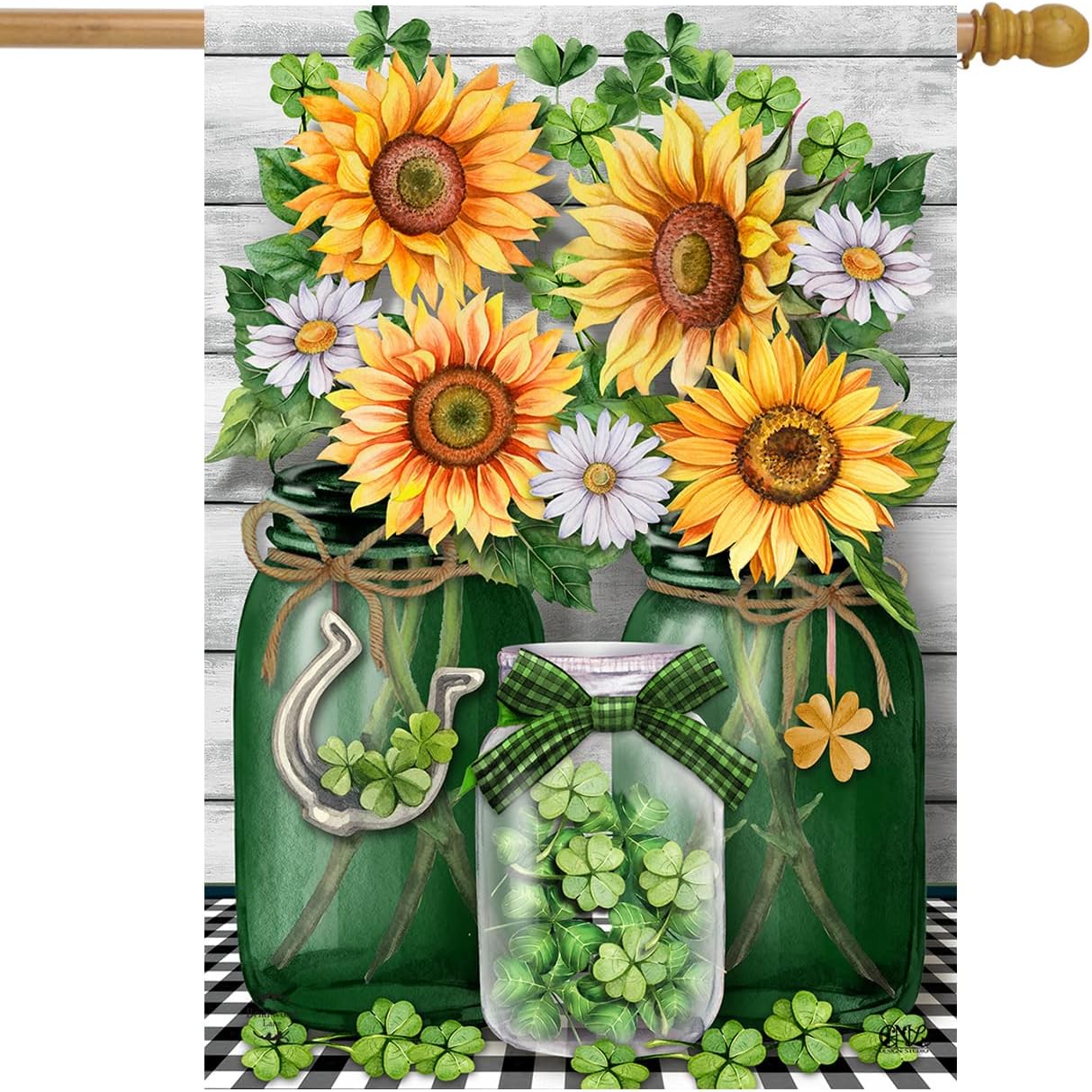 Irish Mason Jars St. Patrick's Day House Flag 28" x 40" Briarwood Lane