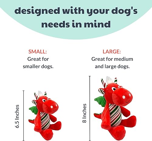 Miniatura 3 de Huxley & Kent para perros  Dragón bola de nieve (grande)  Juguete de peluche navideño para perros con chirriador  Regalo divertido para perros