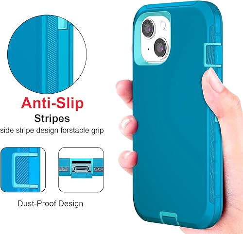 Miniatura 6 de Funda para iPhone 13 (6.1 pulgadas), con 2 protectores de pantalla de vidrio templado + 2 protectores de lente de cámara protección contra caídas de
