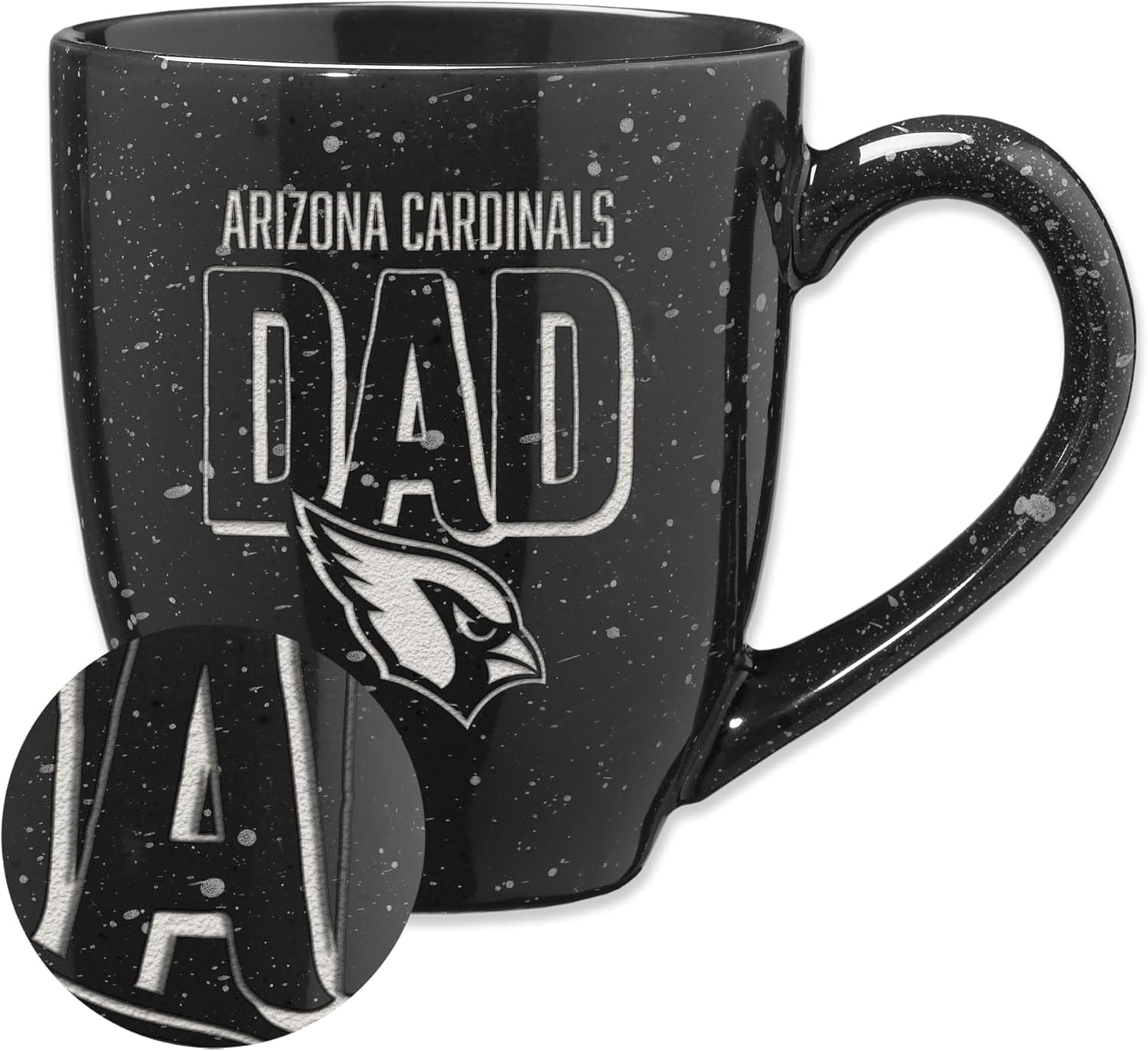 Rico Industries NFL Football Arizona Cardinals Dad Maroon 16 oz Team Color Laser Engraved Speckled Ceramic Coffee Mug