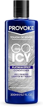 PROVOKE Touch of Silver Go Icy Conditioner 200ml, Icy Platinum Look in Just 1 Wash, Triple Toning Technology, Cool Down Brassy Tones for an Extra Light Colour, Enriched Keratin to Hydrate