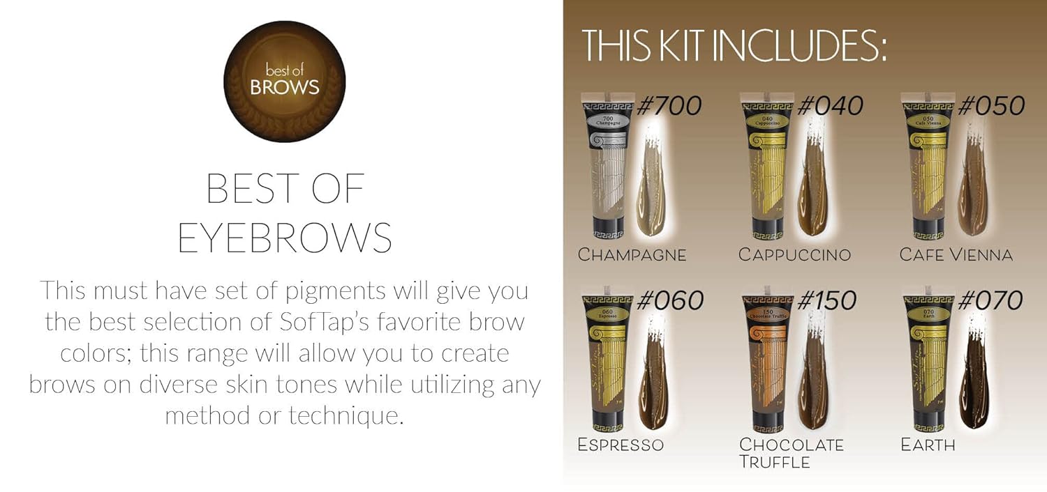 SofTap PMU Brow Color Mini Kits for all Permanent Cosmetic Procedures (Best of Brows)