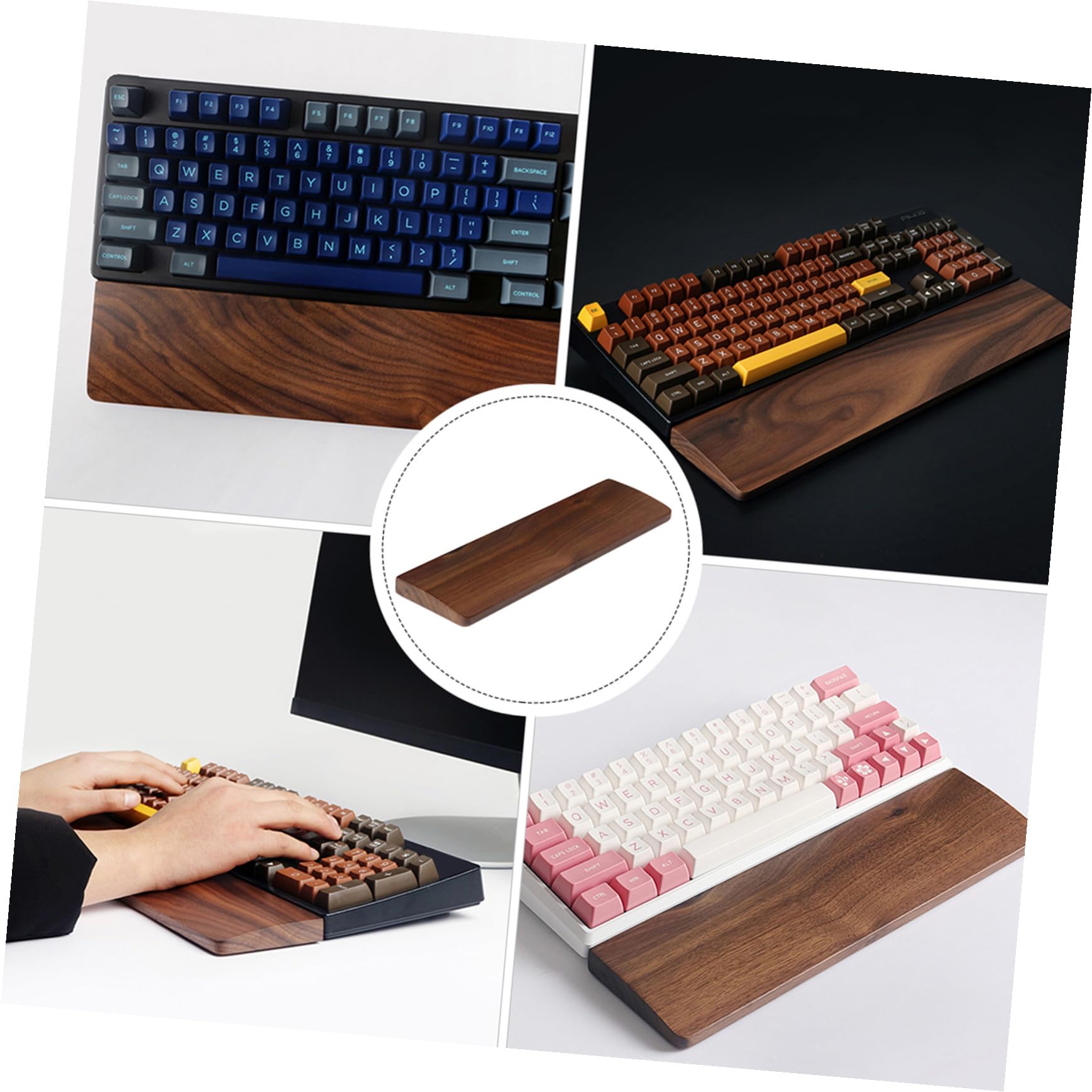 Handgelenkauflage aus Walnussholz 300x80mm für Tastatur | Massivholz, Ergonomische Form, Kaffeefarbene Oberfläche, Feine Verarbeitung