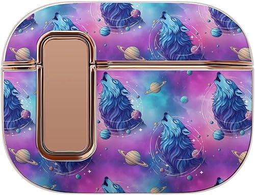 Shockproof Cover Compatible with Airpods Pro 2 Wireless Charging Case Wolf, Full Protective with Lock for Women Men