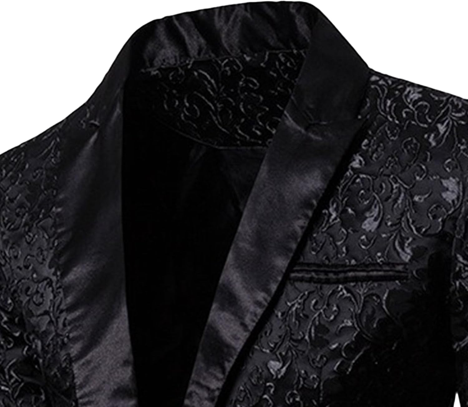One Button Stylish Wedding Suit for Men Elegant Slim Fit Blazer Floral Sequins Tuxedo