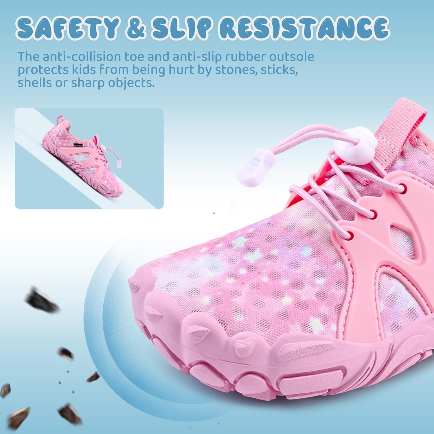 WateLves Toddler/Little/Big/Kid Water Shoes Wide Barefoot Aqua Athletic Sneakers Girls Boys Hiking Beach Swim Fast Dry Shoes Built-in Heel Grips