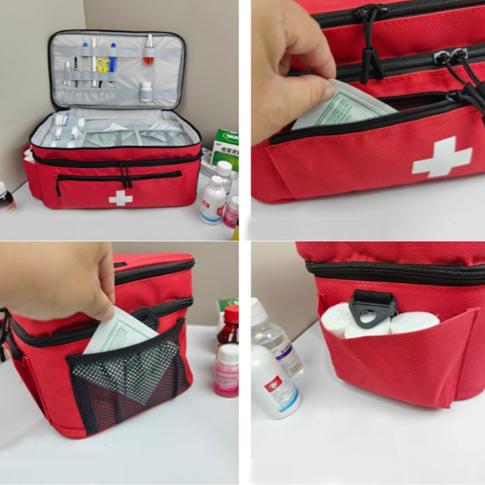 Portable kit Premier Secours, Grande Capacité Trousse Medicaments Voyage, Sac Familial de Rangement pour Médicaments, Organisateur de Premiers Secours, pour Maison,Voyages,l'école et la Camping