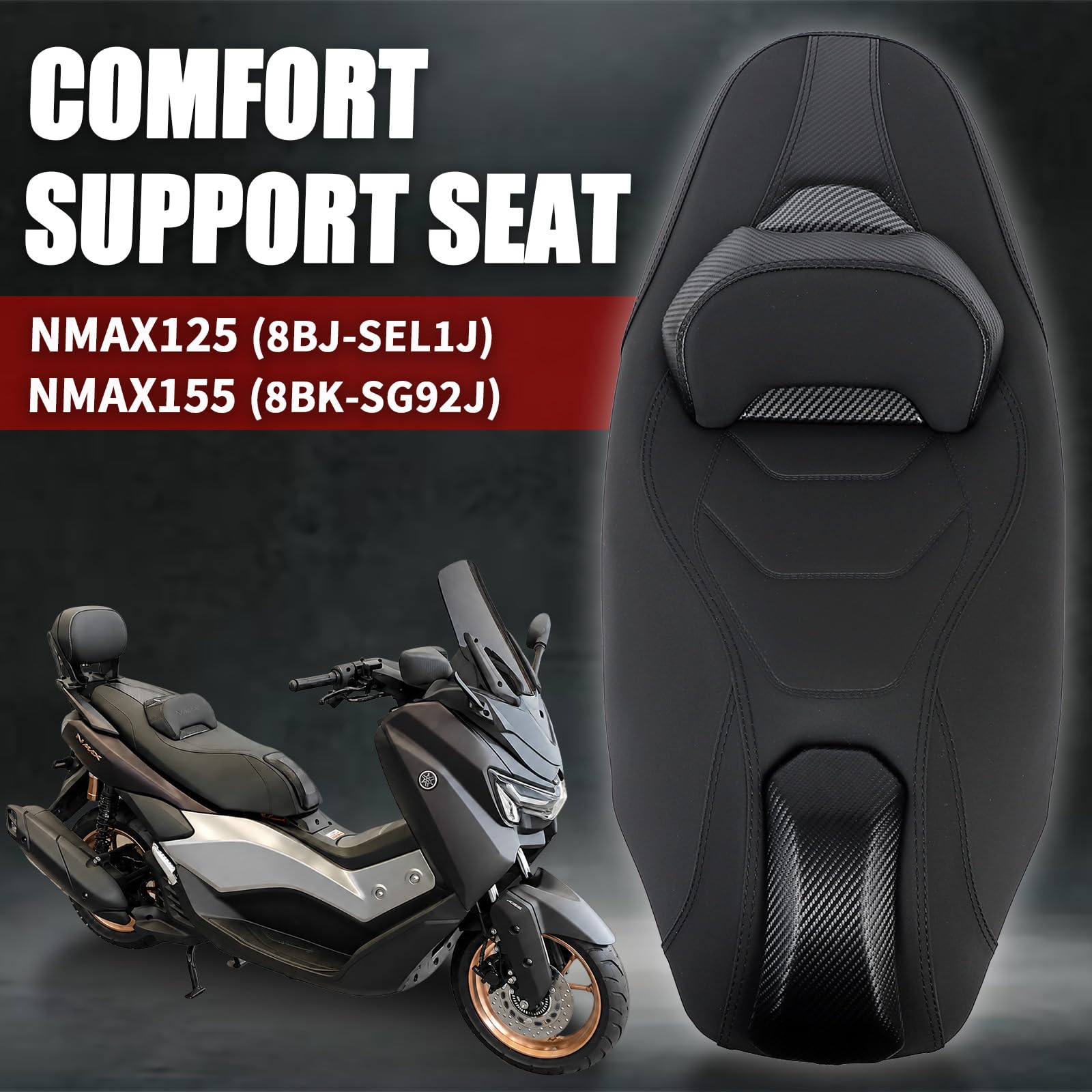 ●NMAX用カスタムシート 腰当て付きNMAX125 NMAX155 Amazon | 【安心の日本企業】NMAX用 カスタムシート 腰当て付き 快適