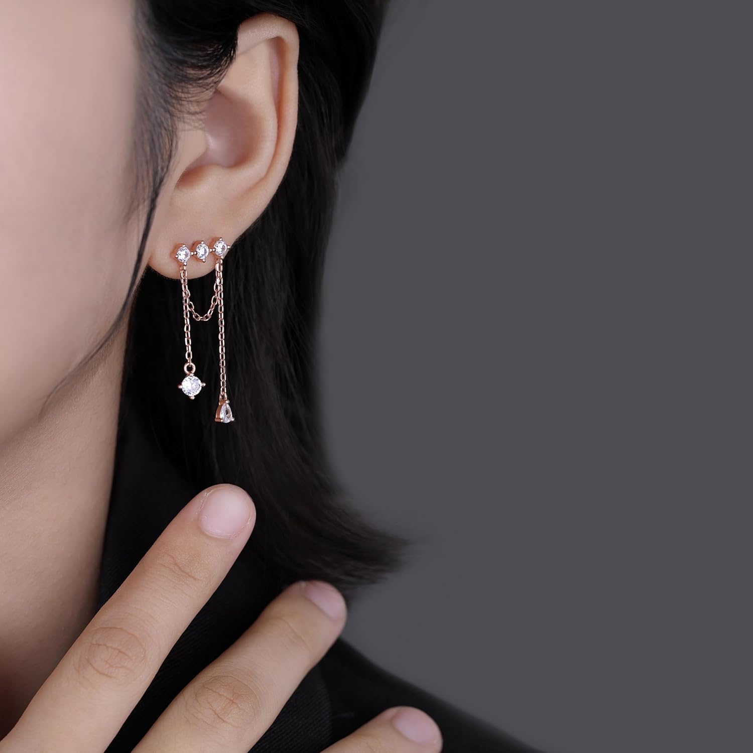 SLUYNZ Solid 925 Sterling Silver CZ Dangle Earrings for Women Teens Elegant Wedding Dangle Earrings Tassel Chain - Image 2