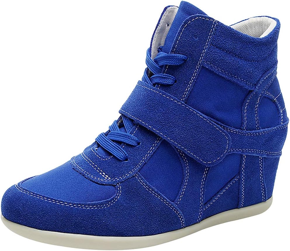 Women's Hidden Wedge Heel Elegant Hook Loop Comfortable Suede Fabric Trainers Shoes