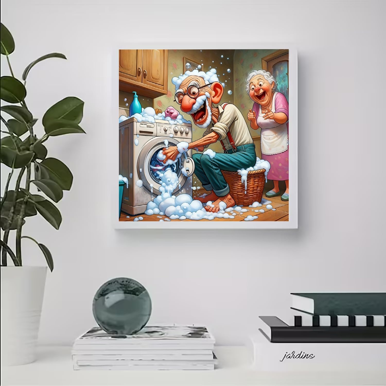 Funny Couple Diamond Painting Kits for Adults,Laundry Diamond Art 12x12 in image 2