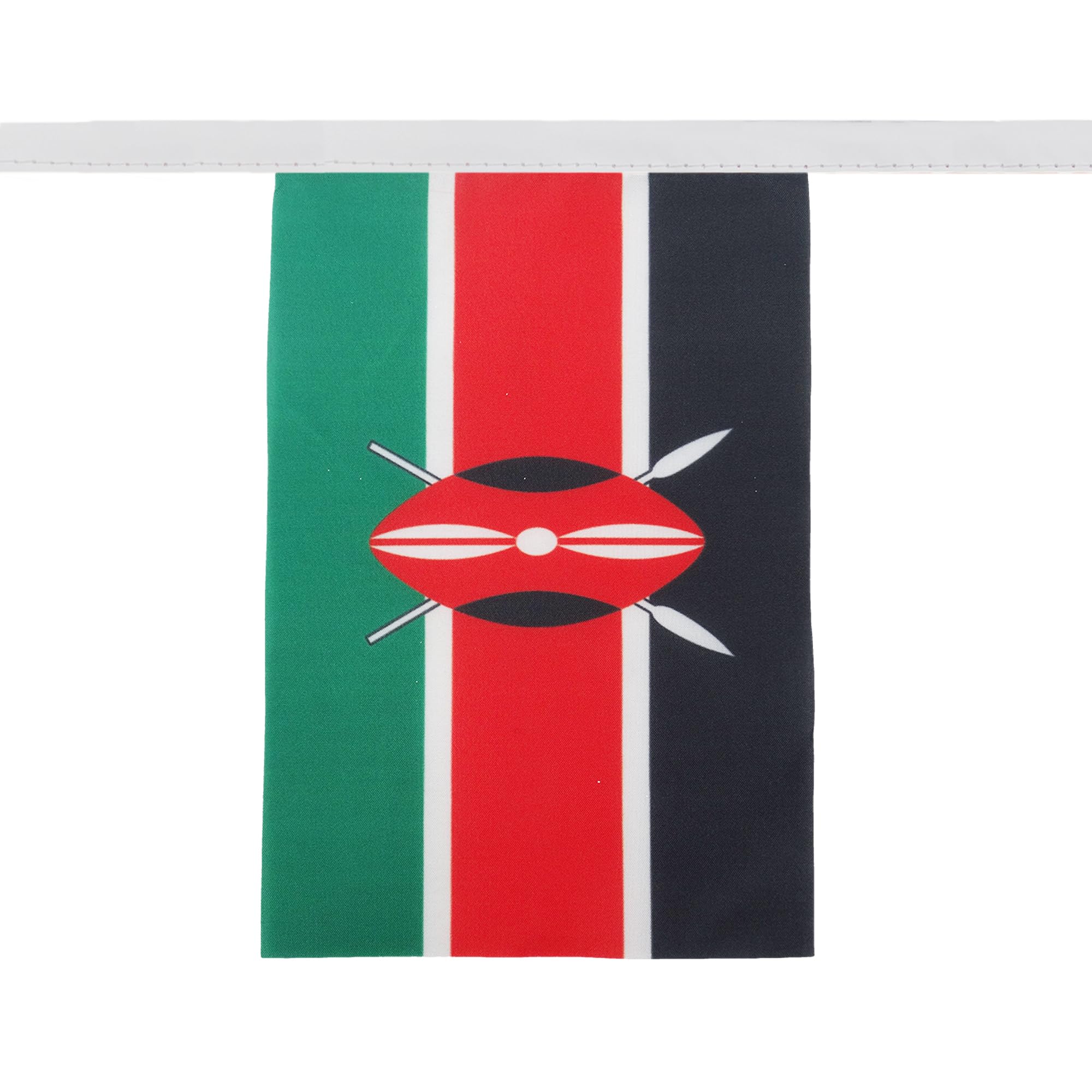 AZ FLAG Guirnalda Kenia 12 m 20 banderas Poliéster Ligero 45x30 cm | Uso interior y exterior Cadena de banderas keniana Kenya banderas cosidas sobre cinta reforzada