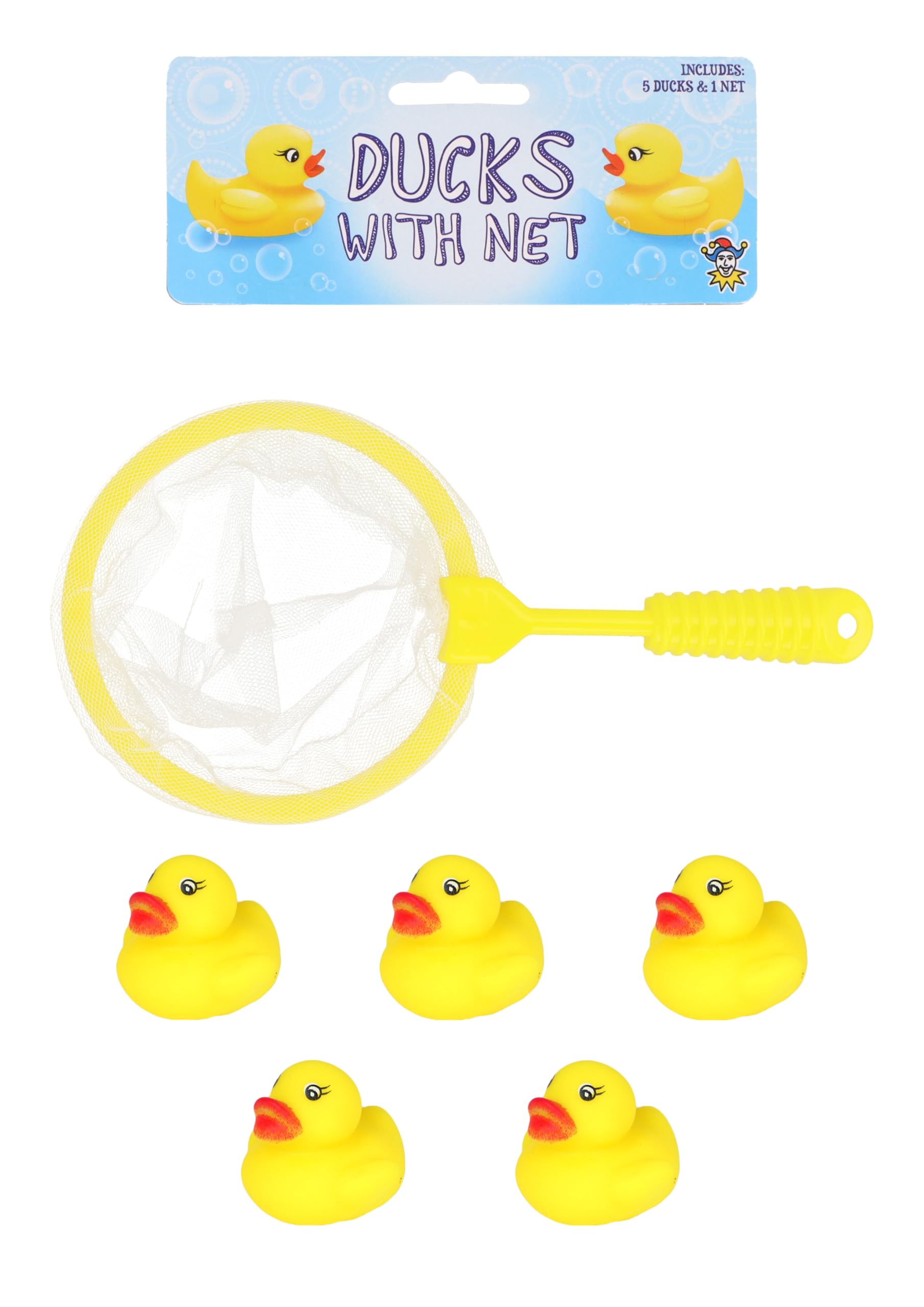 Henbrandt Mini Ducks with Net Bath Time Pack of 3 x 6-Piece Game Set with 5 Ducks + 1 Net Kids Yellow Rubber Duck Toys Summer Fun Paddling Pool Games Bathtub Play for Boys and Girls — image 1