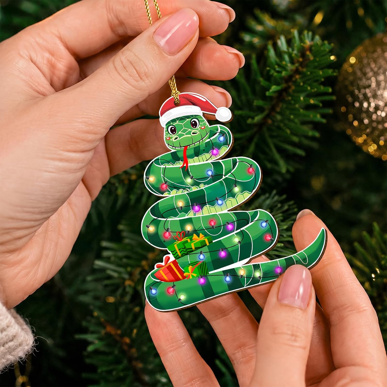 34HD Wooden Snake Christmas Ornament 2026, Christmas Decoration image 4
