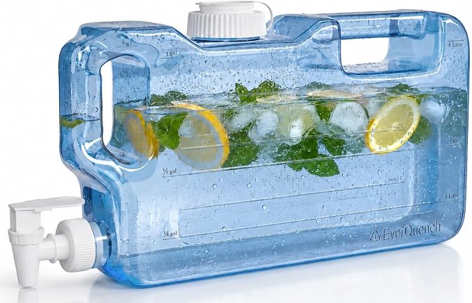 Refrigerator Water Dispenser 1.1 Gallon Bottle with Leak Proof Spigot