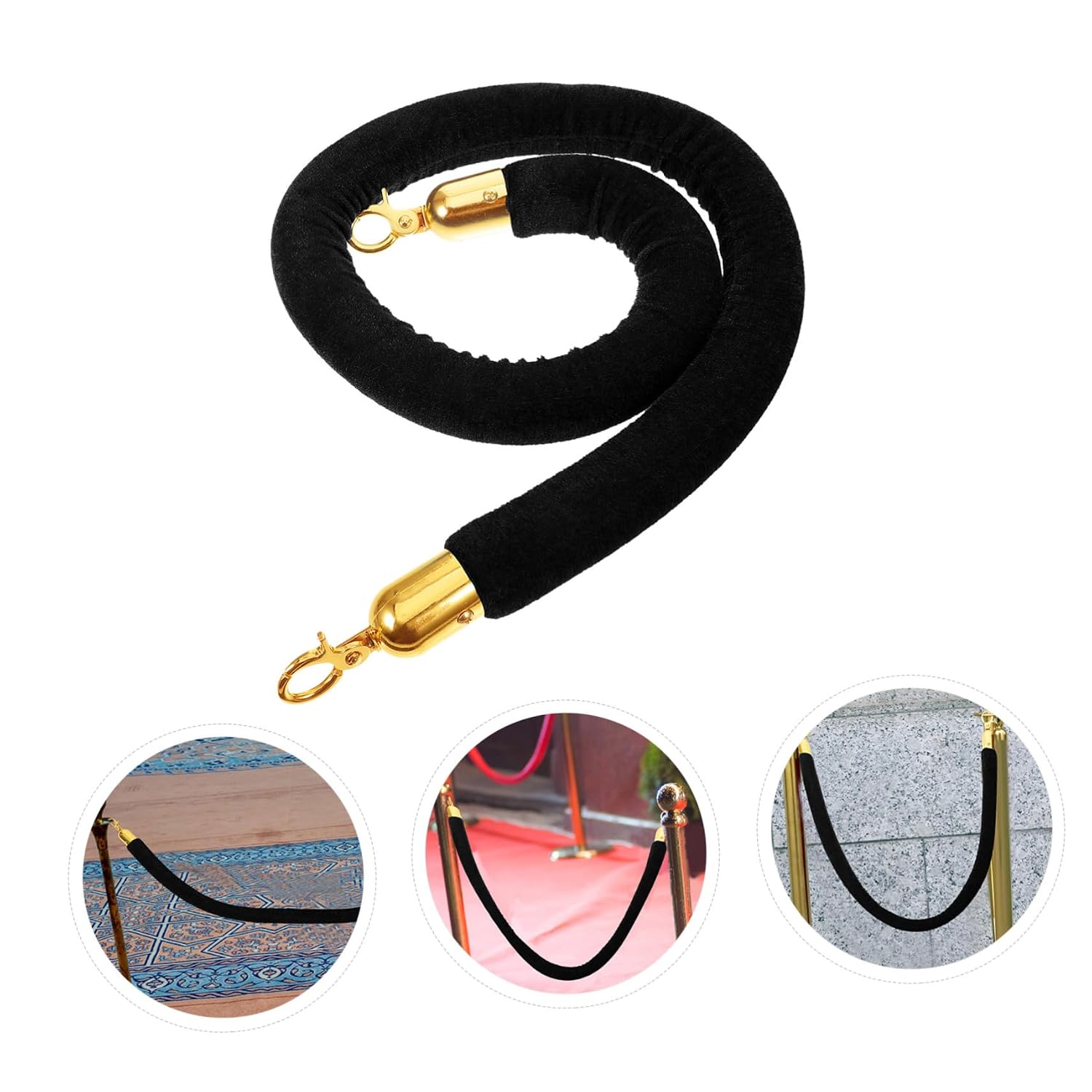 ORFOFE Stanchion Rope for Crowd Control Barrier Lanyard with Hook Durable and Elegant Queue Management for Banks Hotels Airports and Events